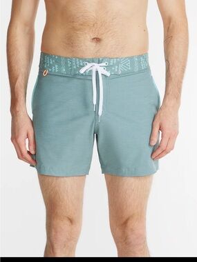 Men's Chubbies Aqua Green Swim Trunks with Drawstring